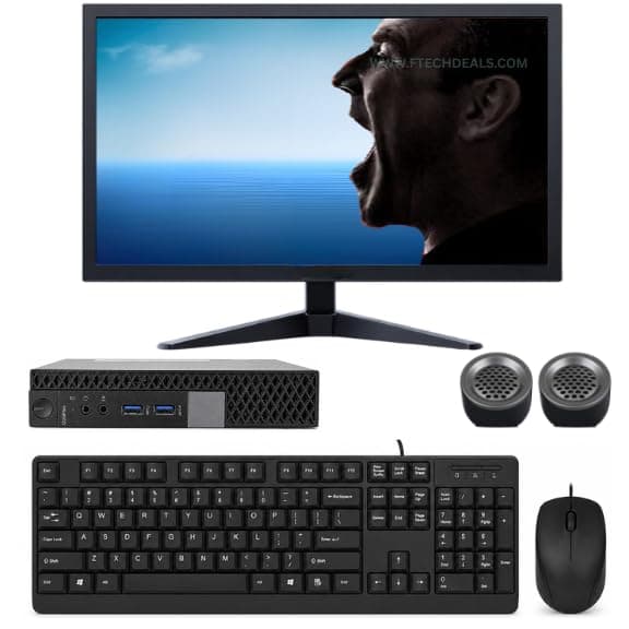 𝗗𝗲𝗹𝗹OptiPlexTiny Desktop Combo | 19" FHD Display, KB, Mouse & Speaker | 𝗜𝗡𝗧𝗘𝗟i5 6th Gen | 8GB RAM | 128GB SSD | Win 11 Pro | WiFi | MS Office | HDMI/VGA/DVI/USB | Pre-Owned & Tested AIO