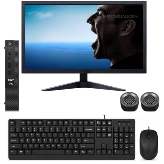 𝗗𝗲𝗹𝗹Tiny Desktop Computer Set | 19" FHD Display | 𝗜𝗡𝗧𝗘𝗟i5 4th Gen | 8GB RAM/128GB SSD | WiFi | MS Office | Win 11 Pro | HDMI/VGA/DVI/USB | KB, Mouse & Speakers Included | A+ Condition AIO