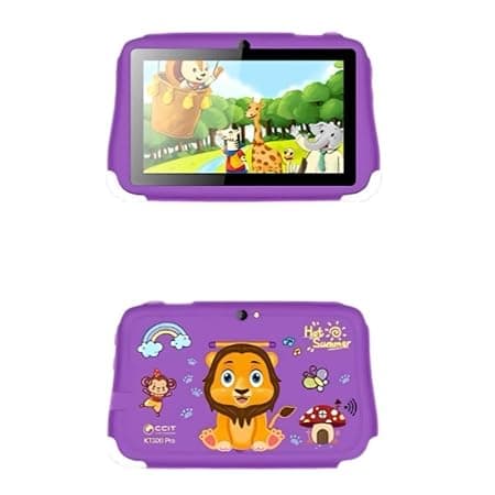 Amgo 7 Inch Kids Tablet for Study, 4GB+32GB, Android, Shockproof Case, FHD Eye Comfort Display, Parental Control, Ages 5-12, Purple