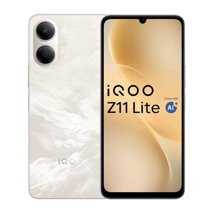 iQOO Z11 Lite 44W 5G (Solar Flame, 4GB RAM, 128GB Storage) | 6500mAh Battery with 44W Fast Charging* | Dimensity 6300 with 579k+ AnTuTu Score* | OriginOS 6.0 with AI Creation* & Private Space*
