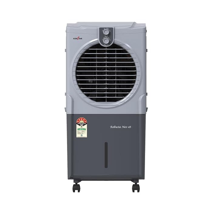 Kenstar Robusta Neo 45 Air Cooler|45L Tank | Honeycomb Cooling Pads|35" Air Throw|100W|3 Speed Control |Water Level Indicator I 5-Star BEE Rating|5-Star Warranty on Pump & Motor|Light Grey & Dark Grey