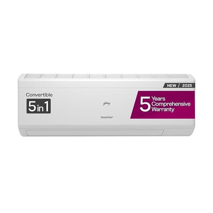 Godrej 2 Ton 3 Star, 5 Years Comprehensive Warranty, AI Powered, 5-In-1 Convertible Cooling, Self Clean Inverter Split AC (Copper, 2025 Model, Heavy Duty Cooling At 52 °C, SIC 24ITC3 WZR/WZS, White)