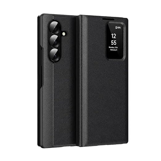 Smart View Wallet Flip Case for Samsung Galaxy Z Fold7, Samsung Galaxy Z Fold7 Back Cover Case(2025) - TPU | Midnight Black