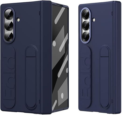 Melomon Ultra Hybrid Samsung Galaxy Z Fold 7 Case 2025 with Stand & Hinge Protection, Rugged PC Cover with Wristband, Kickstand, Front Screen Protector, Fold 7 Case for Men & Women (Blue)