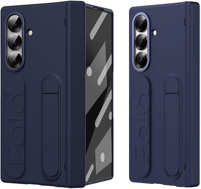 Ultra Hybrid Samsung Galaxy Z Fold 7 Case 2025 with Stand & Hinge Protection, Rugged PC Cover with Wristband, Kickstand, Front Screen Protector, Fold 7 Case for Men & Women (Blue)