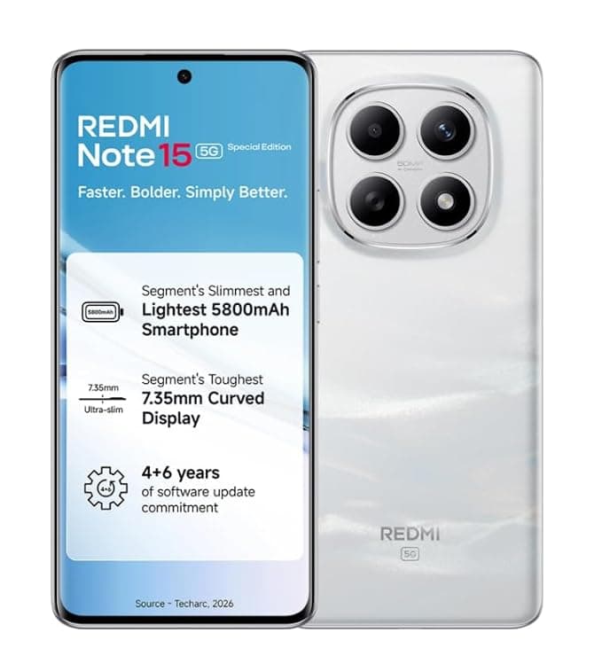Redmi Note 15 SE 5G Smartphone, Frosted White, 6GB RAM, 128GB, 5800mAh Battery, IP66 Military Grade Durability