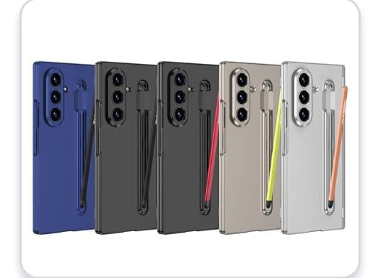 Galaxy ZFold 7 Smartphone Case with S Pen Holder, Hinge Protection, Triple Camera Design, Available in Blue, Black, Silver, Gold Colors, Compatible with Samsung Galaxy Zfold 7