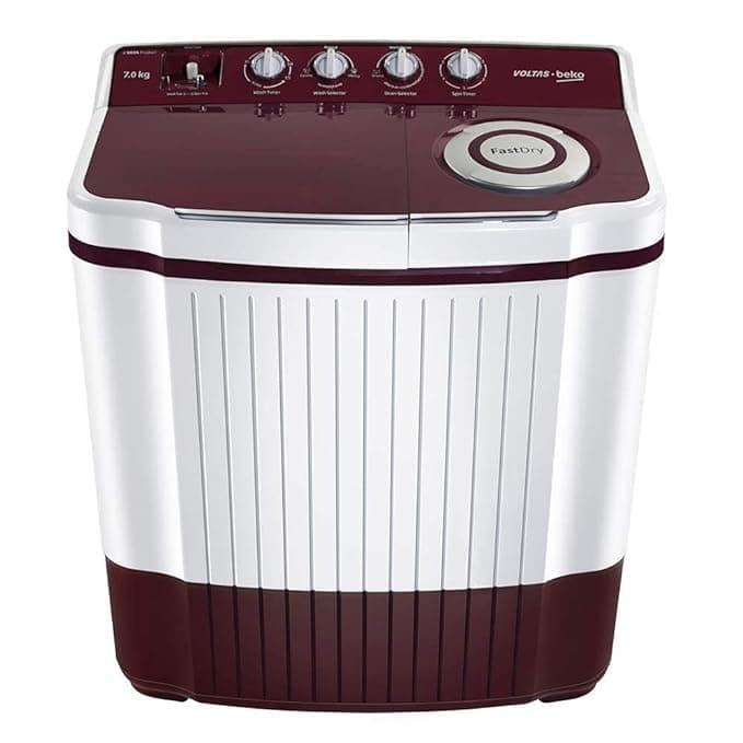 Voltas Beko A Tata Product 7 kg 5 Star 2024 Semi Automatic Top Load Washing Machine Burgundy(WTT70DLIM/UHAB-BRSSWH5POD)