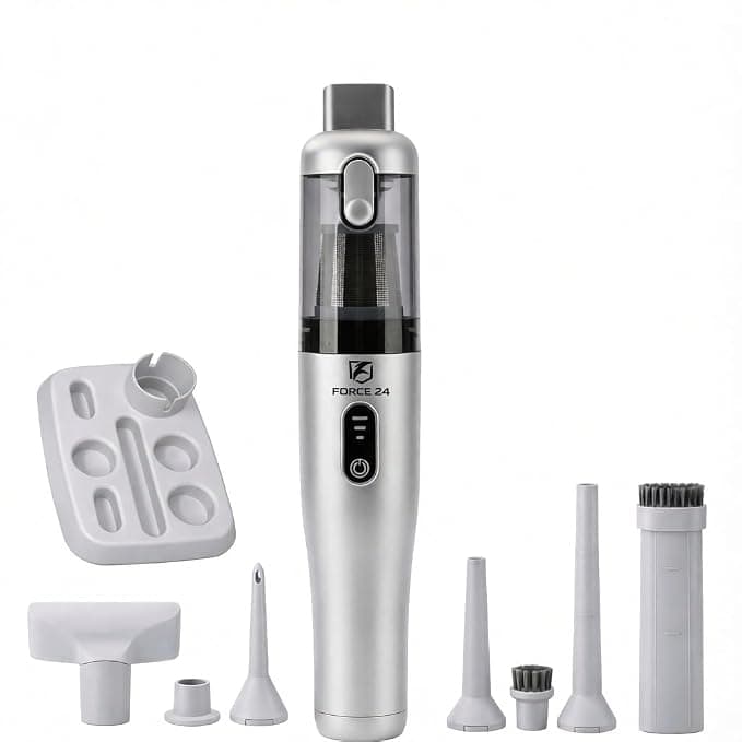 Force24 Premium Vacuum Cleaner for Home & Car Use | 4 in 1 Cordless Vacuum Cleaner & Blower | HEPA Filter | Rechargeable 6000mAh | 3 Speed Suction Upto 18000PA | BLDC Motor | 1 Year Warranty (PREMIUM)