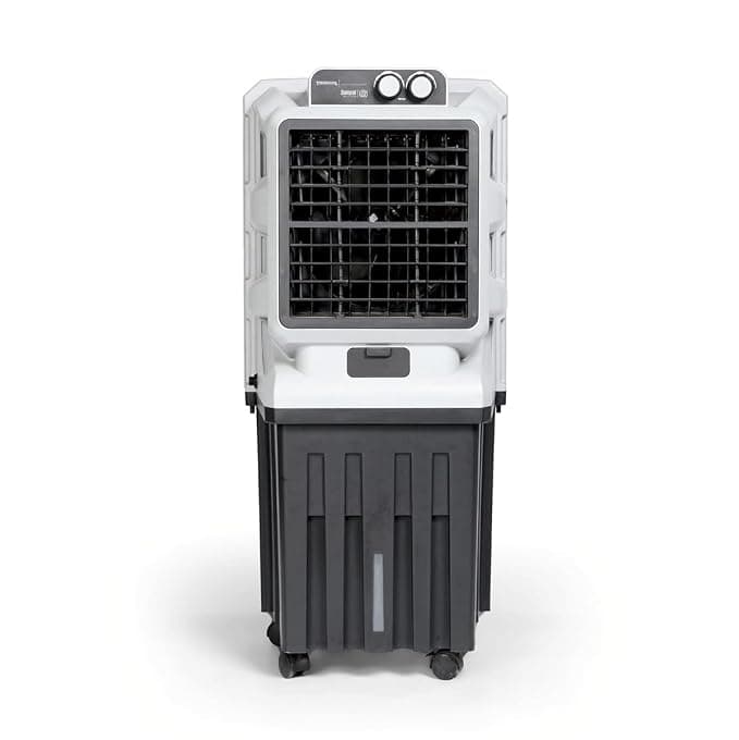 THERMOCOOL Desert Air Cooler Samrat with Wheel 75Ltr | Automatic Water Inlet | Auto Swing | 30ft Air Throw Distance | Inverter Compatible, Low Noise | Honeycomb Pad | Collapsible Louvres | Grey