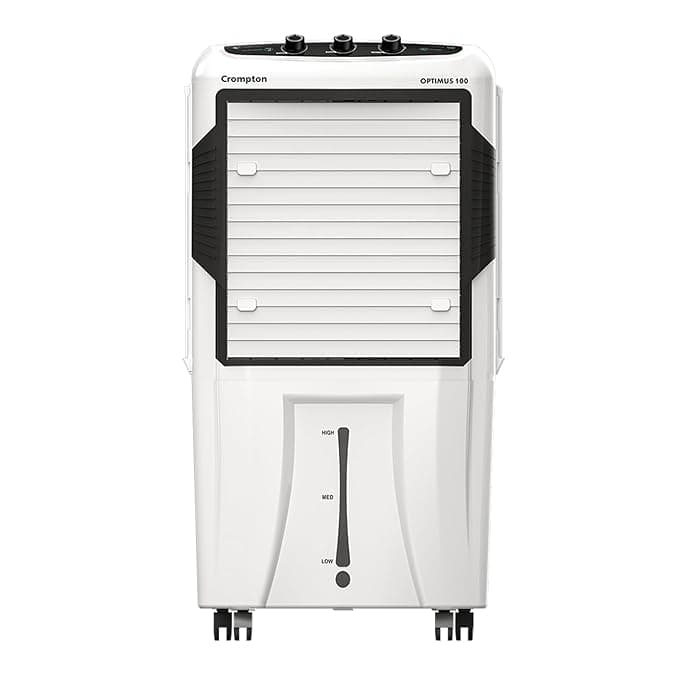 Crompton Optimus 100L Desert Air Cooler for Home | Cools Upto 650 Sq. Ft Large Rooms| 5500m3/hr Air Delivery | High Density Honeycomb Pads for Fast Cooling | Ice Chamber |3 Year Brand Warranty