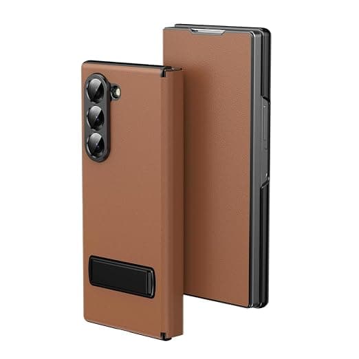Magnetic Flip Case Compatible with Samsung Galaxy Z Fold 7 (2025) | Premium Leather Finish | Multi-Angle Stand | Full Body & Hinge Protection | Slim Luxury Business Cover - Brown
