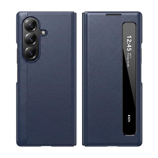 Galaxy Z Fold 7 5G Series Intelligent View Side Window Flip Case Compatible with Samsung Galaxy Z Fold 7 5G Smart Window Display Case (Blue, Samsung Galaxy Z Fold 7 5G)