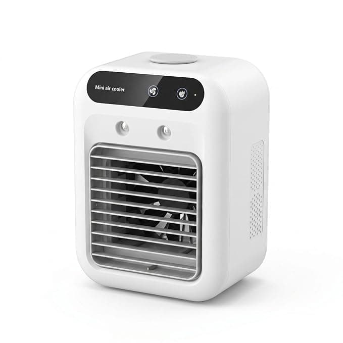 VSTORA 2-Speed USB Rechargeable Air Cooler Top Fill Misting Air Cooler Slatted Grille Desktop Mini Air Conditioning Unit Black Control Panel, Deluxe 50M