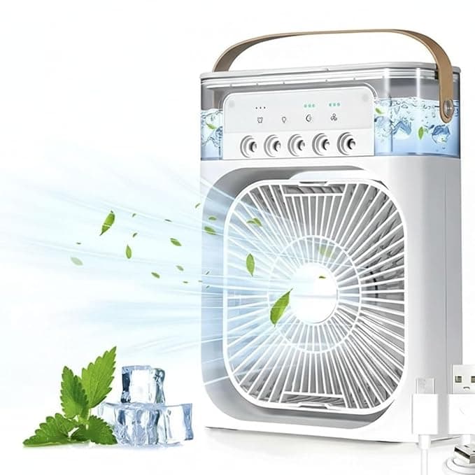 Drumstone 10-Year Warranty Mini Air Conditioner Fan, USB Powered Portable Air Cooler, Evaporative Cooling, Large Water Tank, 4 Wind Speeds, Humidifier, Low Noise Personal Cooler for Home