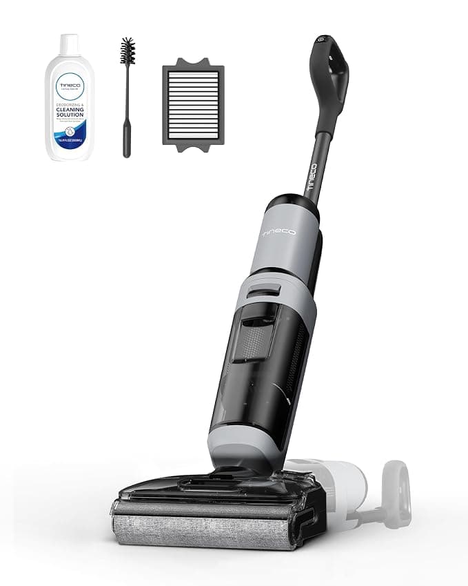 Tineco Floor ONE i5 Stretch Plus 2 Smart Cordless Wet & Dry Vacuum Cleaner & Mop for Hard Floors, 180° Flat Design, Clean Tough Stains & Pet Hair, Self-Cleaning Brush, 2 Yr Warranty
