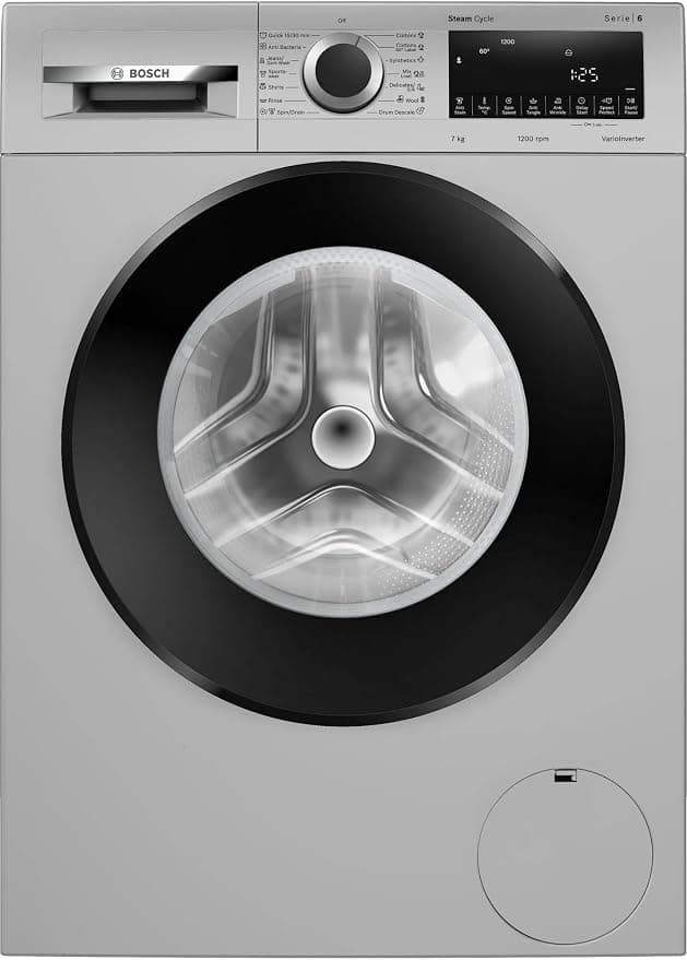 Bosch 7 kg 5 Star 1200 rpm Series 4 Front Load washing machine (2024 Model, WGA1220SIN Silver)