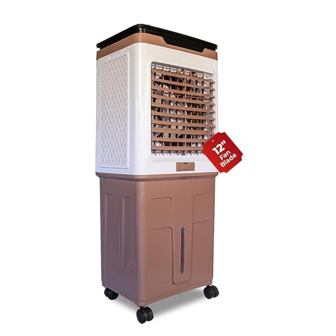 HAVAI Premium Glass Top GT 12+ | 12" Fan Blade | 70 Litre Tank Capacity | 160W Power | 15ft Air Throw | Personal 3-Side Honeycomb Cooling | Sleek Glass Top Design | 4 Castor Wheels