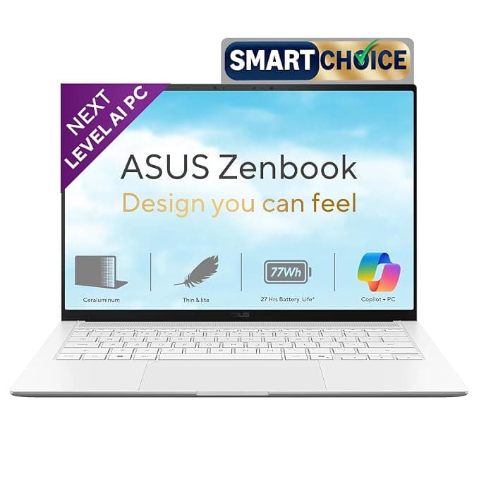 ASUS Zenbook S14 (2026),Smartchoice,Intel Core Ultra 9 (Series 3),Intel iGPU,32GB /1TB SSD,3K OLED,Touchscreen,14"(35.5 cm),Win 11,M365 Basic(1Y),Office 24, White,1.2 Kg,UX5406AA-SU189WS,Copilot+ PC