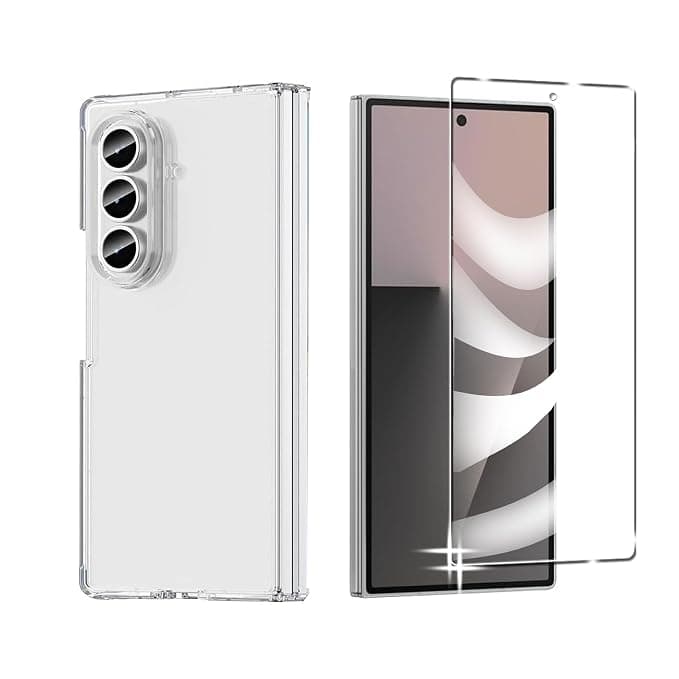 [1+1] for Galaxy Z Fold7 Glass Film + Case, Clear, Glass Film, Flexible, Gear Sense, Shockproof, Glass Film Protection, Drop Prevention, Exclusive Protection, Heat Dissipation Treatment, Fully