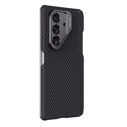 Nillkin Case for Samsung Galaxy Z Fold 7 (8.0" Inch) Carbo Prop Lens Stand Magnetic Mag Safe Frame Precision Camera Cutout Aramid Fibre + TPU + Extra Stylus Soft Edge Black