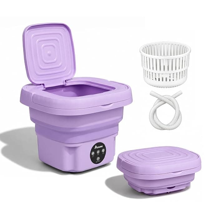 Multi-Functional Folding Washing Machine | Portable Mini Washing Machine with Foldable Bucket | Quick Wash Compact Laundry Washer for Baby Clothes, Underwear, Socks, Travel, Hostel & Home Use