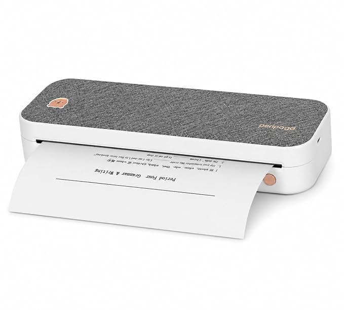 A4 Wireless Mini Thermal Printer, Inkless Portable Printer with 203 DPI, Bluetooth & USB Connectivity, for Students Office Home Business Invoices Receipts Documents Travel