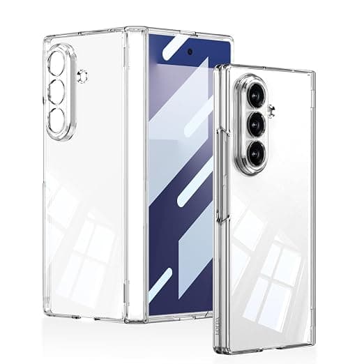 Midkart Magnetic Case Compatible with Samsung Galaxy Z Fold 7 Release 2025 Hinge Protection Front Glass Cover Anti-Yellowing and Independent Camera Protection, Clear Transparent