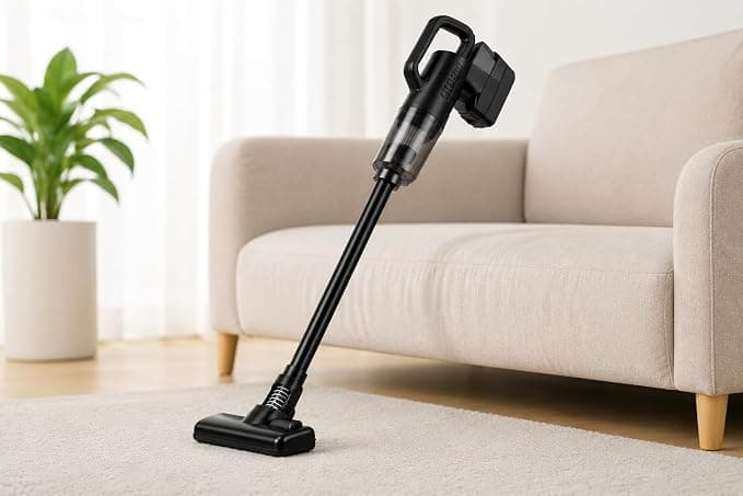 Cordless Vacuum Cleaner 21V Rechargeable Handheld & Stick Vacuum Cleaner, 2-in-1 Portable Vacuum with Floor Brush, Crevice Nozzle & Brush Attachment for Home, Car, Sofa, Carpet & Office