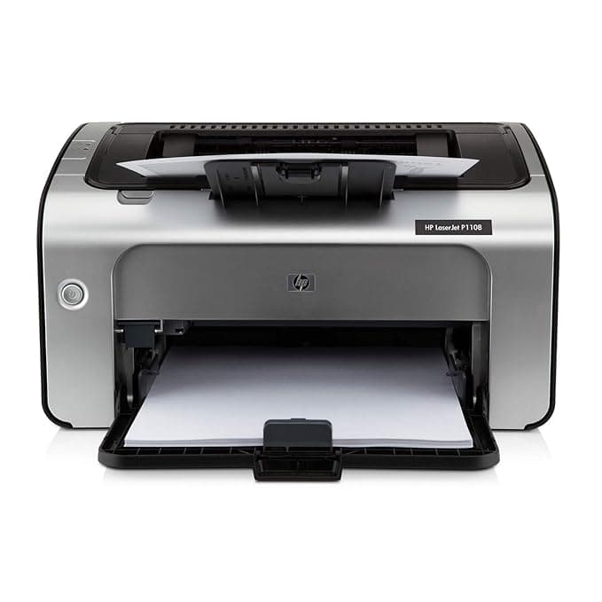 HP Laserjet Pro P1108 Printer, Single Function, Print, Hi-Speed USB 2.0, Up to 18 ppm, 150-sheet Input Tray, 100-sheet Output Tray, 5000-page Duty Cycle, 1-Year Warranty, Black and White, CE655A