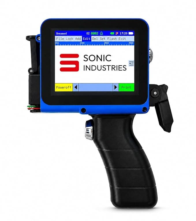 SONIC INDUSTRIES Mini POP Handheld Batch Coding Printer, Portable Thermal Inkjet Printer for MFG, EXP, Batch, Lot, MRP, Barcode, QR Code & Text Printing on Carton, Bottle, Pouch, Metal, PVC & Wood