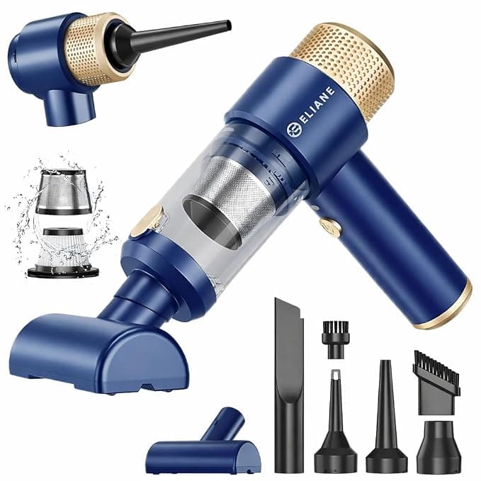 Eliane Handheld Car Vacuum Cleaner 16000Pa, 120W Cordless Mini Vacuum & Air Duster, 84000RPM, 4000mAh Battery, 30 Min Runtime, Type-C Charging, LED Light, Multi-Nozzle for Car, Home & Office