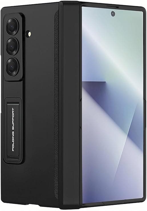 TechTrendz Magnetic Case for Samsung Galaxy Z Fold 7 Case Hinge Coverage Protective Case with Built-in Kickstand & Screen Protector All-Inclusive Shockproof Cover (Black)