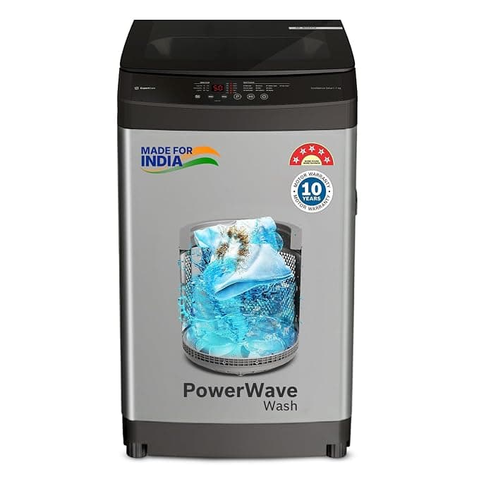 Bosch 8 kg 5 Star Fully Automatic Top Load Washing Machine,PowerWave Wash,Inbuilt Dual Lint Filter, Stainless Steel VarioDrum with 5 fin Pulsator, Flex Drain, Water Save,Dark Grey (WOE80AH0IN)