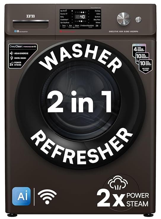IFB 9 Kg 5 Star, DeepClean® Technology, AI Powered, WiFi, Fully Automatic Front Load Washing Machine (EXECUTIVE MXN 9014K CMS, PowerSteam®, 9 Swirl, Steam Refresh, Inbuilt Heater, Eco Inverter, Mocha)