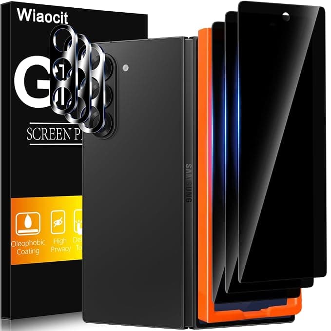 Wiaocit Samsung Galaxy Z Fold 7 Screen Protector [3 Pack] Tempered Glass Screen Protector with 3 Pack Camera Lens Protector, 9H Hardness, Bubble Free, Case Friendly