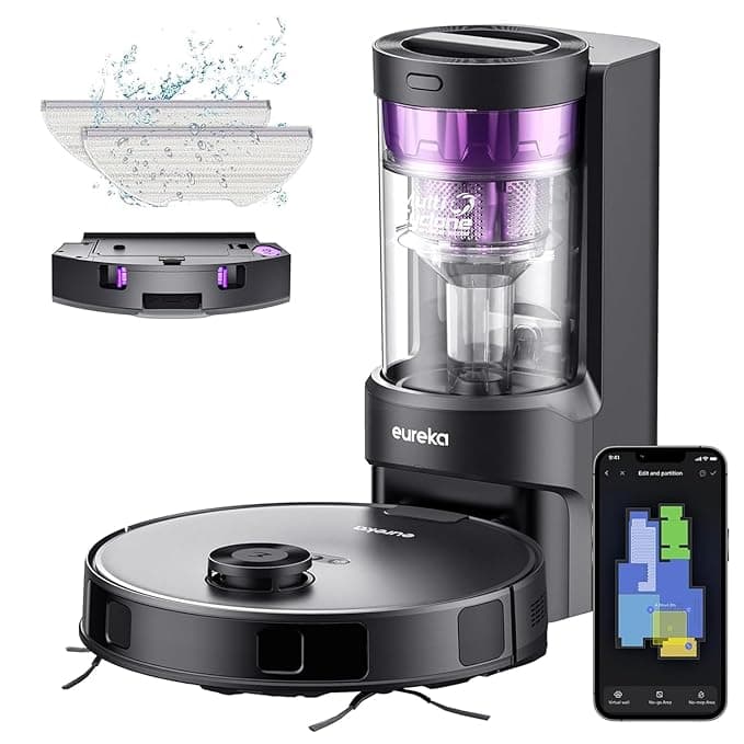EUREKA E10s 2-in-1 Robot Vacuum with bagless eco Station, auto dust draining, 4000 Pa Suction, 180-min runtime, LiDAR Navigation & Obstacle Avoidance—Ideal for pet Hair, Carpets & Hard Floors.