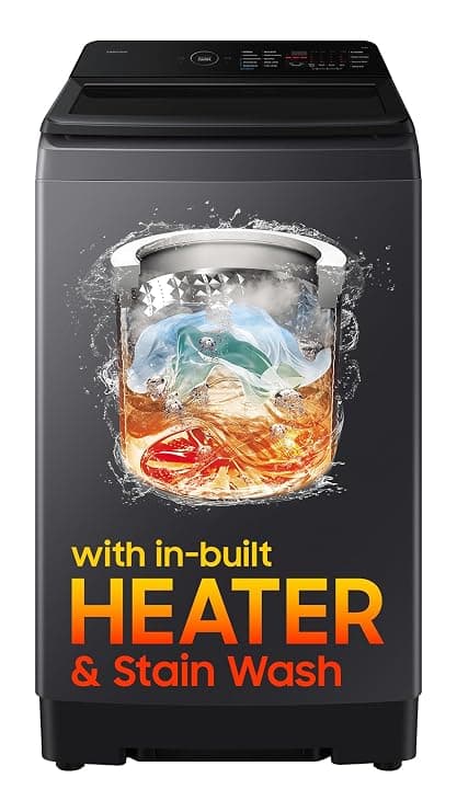 Samsung 8 Kg, 5 Star, Hygiene Steam, Ecobubble, Quick Wash, Soft Closing Door, Digital Inverter, Fully-Automatic Top Load Washing Machine (WA40F08H2CTL, In-Built Heater, Stainwash, Deep Charcoal)