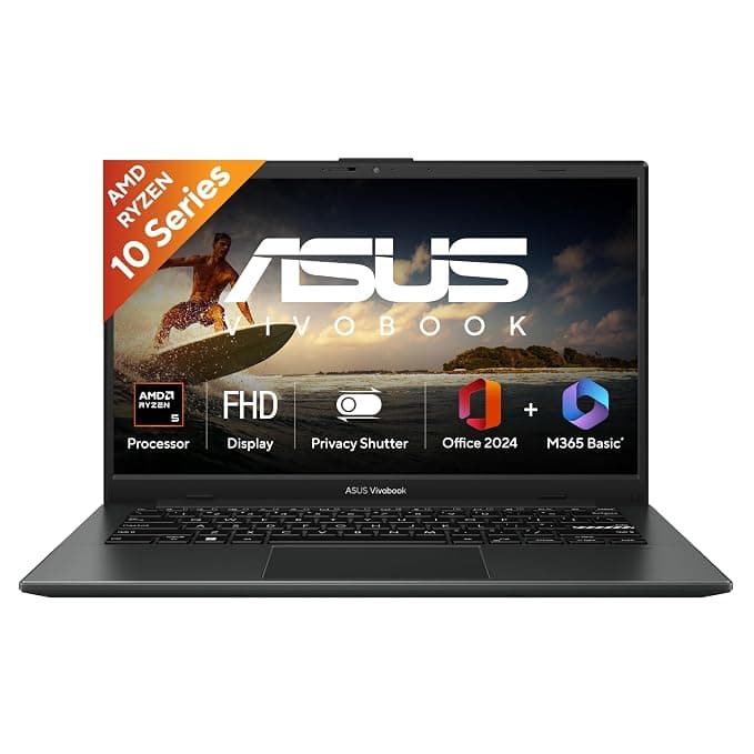 ASUS Vivobook Go 14 (2026),AMD Ryzen 5 40,AMD Radeon iGPU,8GB RAM,512GB SSD,FHD, 14"(35.5 cm),Windows 11 Home,M365 Basic(1 Year)* Office 2024,Mixed Black, 1.38 Kg, E1404FA-EB1415WS,Thin & Light Laptop