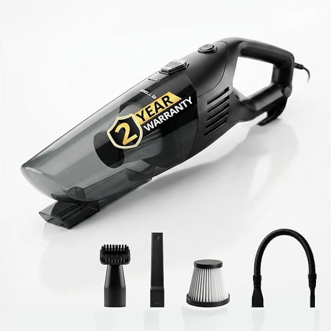IBELL Handheld Vacuum Cleaner for Home & Car, Wet & Dry Use, Hepa Filter, 20 kPa Suction Power, Lightweight & Durable Body, 2Year Warranty (Black)