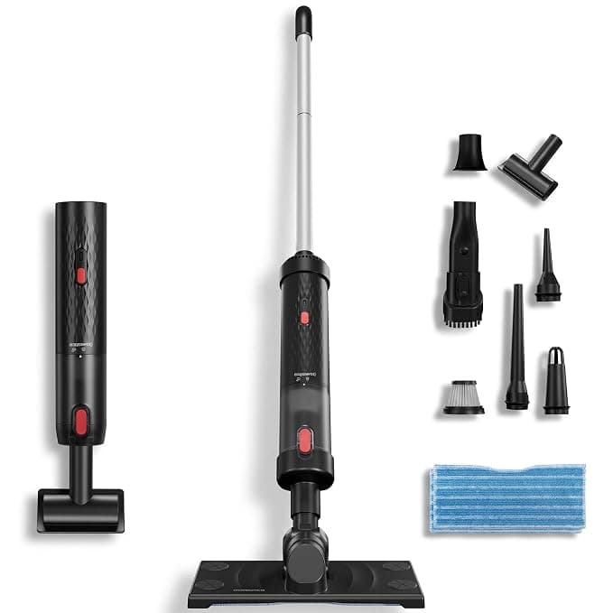 DOMESTICA Omna Vacuum Cleaner for Home | 6 in 1 Cordless Stick Vacuum Cleaner & Mop | 16kPA BLDC Suction | 7 Attachments for Multi Use | Upto 26 Minutes Runtime | Light Weight | 1 Year Warranty