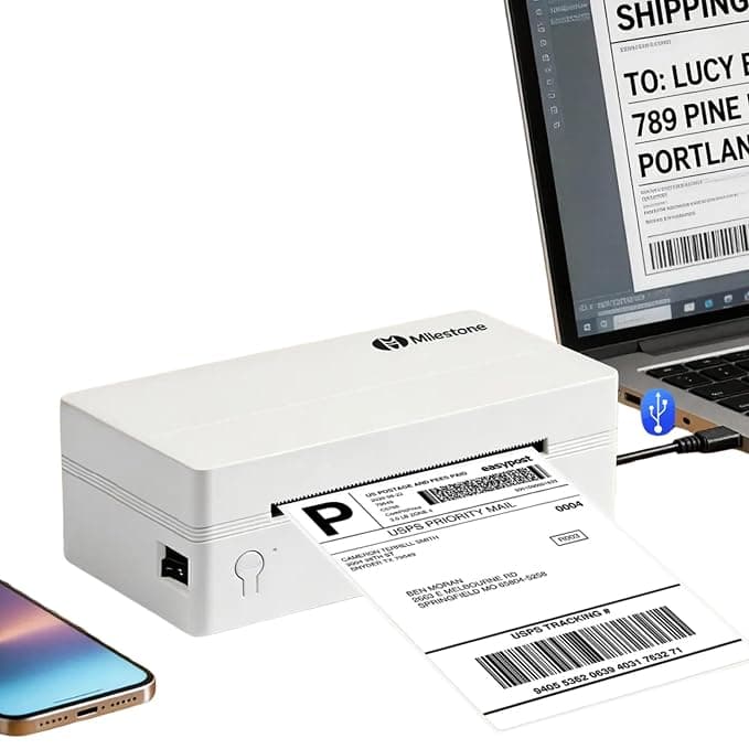 L1091 4 Inch 110mm USB + Bluetooth Advanced Thermal Printer 4*6 Shippling Label Design for E-Commerce, Business, Logistic Wireless Label Sticker Waybill Barcode Thermal Label Printer (P1091)