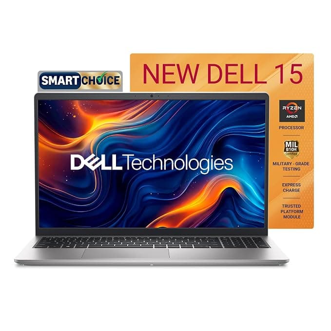 Dell 15, Smart Choice, AMD Ryzen 7-7730U, 16GB, 512GB SSD, FHD, 15.6"/39.6cm, Windows 11, Microsoft Office Home 2024, Silver, 1.63Kg, [Dell 15], 120Hz 250nits, AMD Radeon Graphics, Thin & Light Laptop