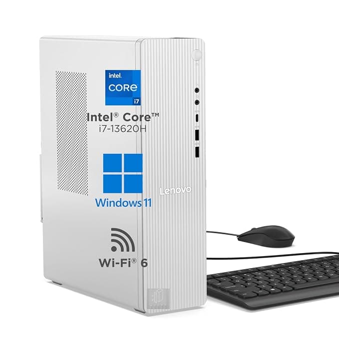 Lenovo IdeaCentre Tower 13th Gen Core i7-13620H (8GB RAM/512GB SSD/Windows 11/WiFi 6/Bluetooth 5.2/USB Calliope Keyboard & Mouse,Black/3Yr Warranty/Grey), 90XW005WIN