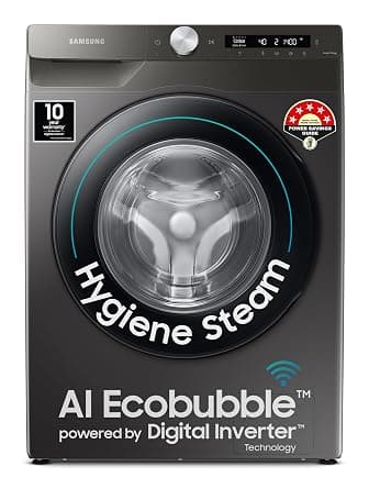 Samsung 8 Kg 5 Star Eco Bubble Technology, AI Control & Wi-Fi, Fully-Automatic Front Loading Washing Machine Appliance (WW80T504DAN1TL, Digital Inverter, In-Built Heater, Inox)