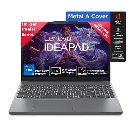 Lenovo IdeaPad Slim 3 13th Gen Intel Core i7 13620H, 16GB RAM, 512GB SSD, WUXGA IPS, 15.3"/38.8cm, Win 11, Office 2024, Top Metal Cover Grey, 1.6Kg, 83K100CJIN/S1IN, Backlit KB, Laptop