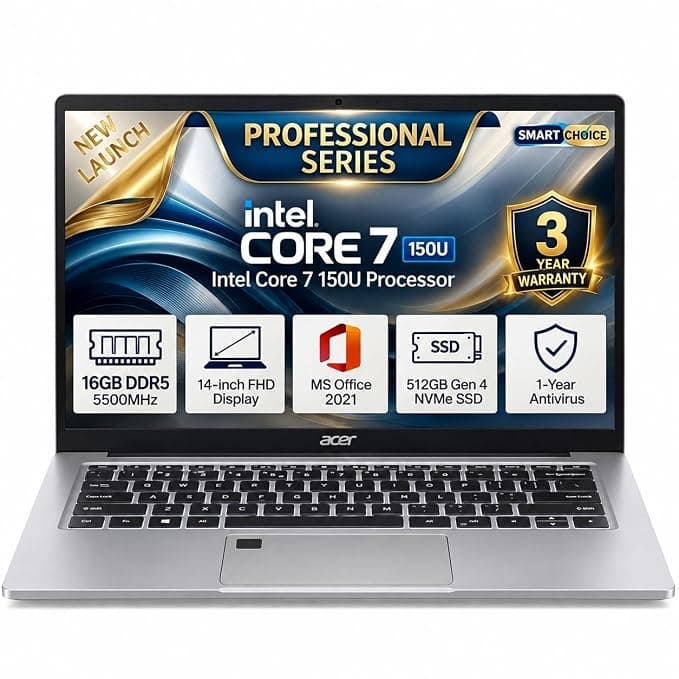 Acer 14 Professional Choice, Intel Core 7-150U, 16GB DDR5 RAM, 512GB SSD