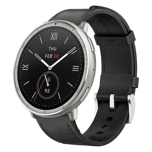 Amazfit Active 2 Premium (Smartchoice) 44mm Smart Watch, Sapphire Glass Display, Free Silicon Strap, Built in GPS, 10day Battery, 5ATM, iOS & Android, 2000 Nits, 160+ Sports Mode, Black Leather