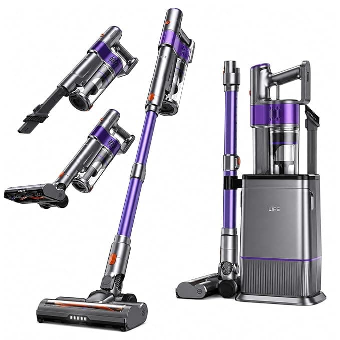 ILIFE S90 Pro Handheld Vacuum Cleaner with Auto-Empty Station, 35kPa Strong Suction, 3-in-1 Storage Dock, Multi-Surface Cleaning, Multiple Attachments, 6-Layer HEPA Filtration, Lightweight Design