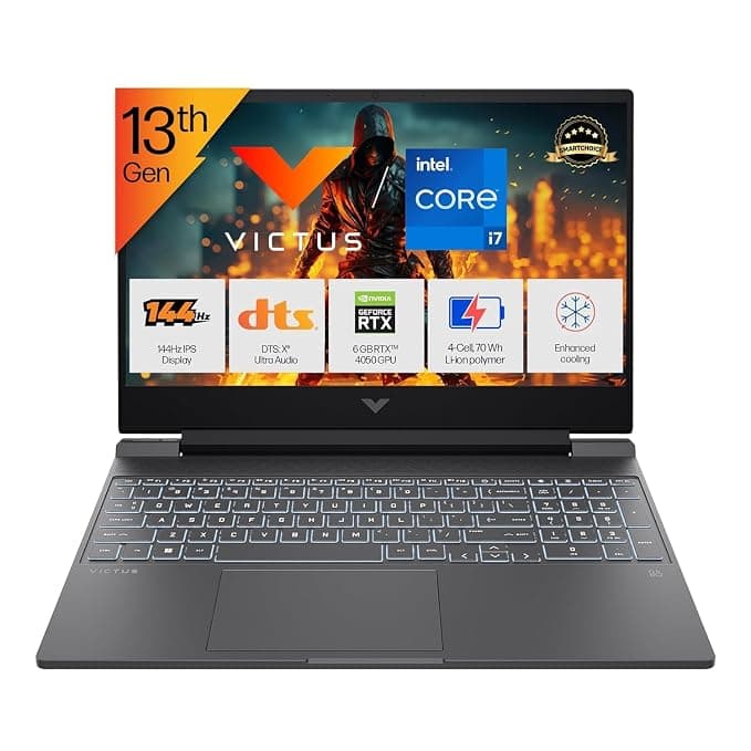 HP Smartchoice Victus, 13th Gen i7-13620H, 6GB RTX 4050, 16GB DDR4(Upgradeable) 512GB SSD, 144Hz, 300nits, 15.6''/39.6cm, Win11, Office24, Mica Silver, 2.3kg, fa2100tx, Xbox Gamepass* Gaming Laptop
